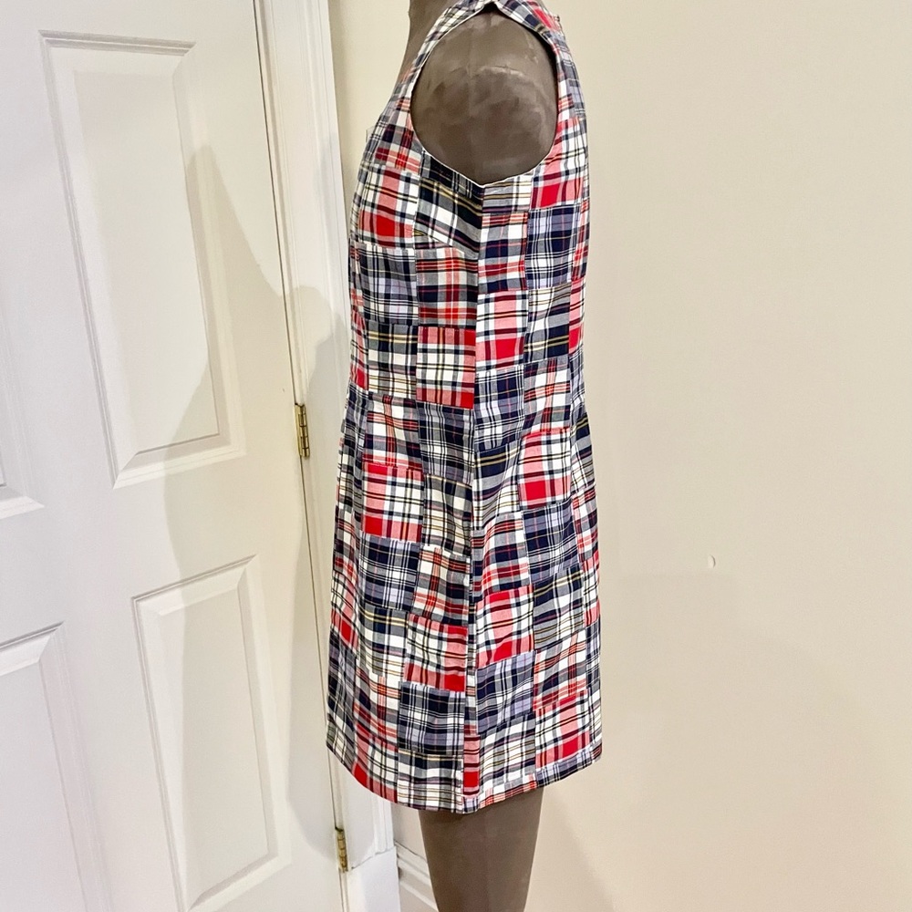 LLBean checkered patchwork sleeveless dress - Picture 3 of 16